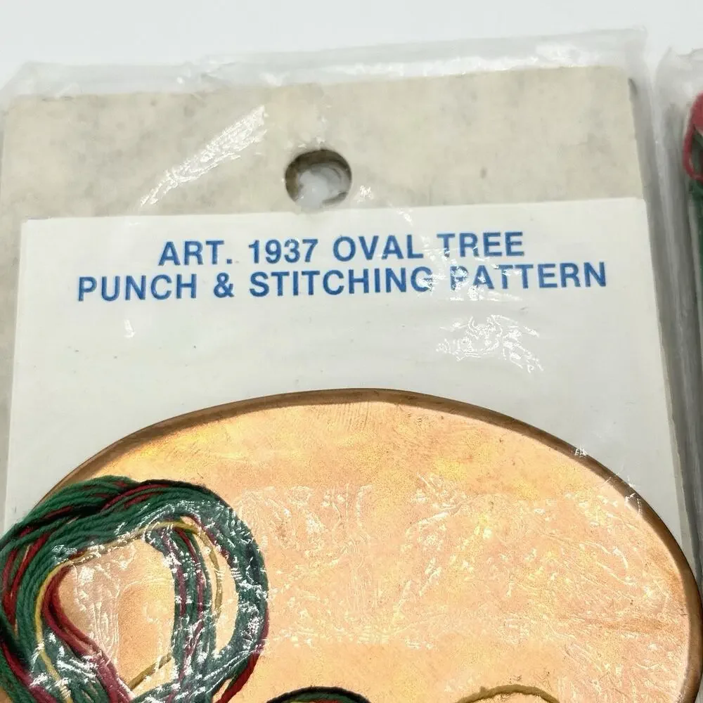 3 Vintage Copper Creations Punch and Stitch Cross Stitch Christmas Ornament Kits